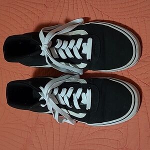 Vans Off the Wall black and white high tops, womens 7.5